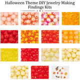 Halloween Theme DIY Jewelry Making Findings Kits, Including Acrylic Beads, Alloy Enamel Pendants, Pumpkin & Ghost & Bat & Maple Leaf, Orange, 7.5~8x7~8mm, Hole: 1.3~2mm