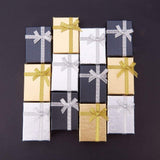 Cardboard Necklace Boxes, with Ribbon Bowknot, Rectangle, Mixed Color, 7x5x2.5cm, 12pcs/set
