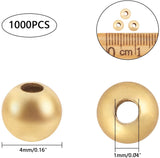 Brass Beads, Round, Real 18K Gold Plated, 4mm, Hole: 1mm, 1000pcs/box