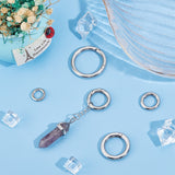 5Pcs 5 Styles 316 Stainless Steel Spring Gate Rings, Round Ring, Stainless Steel Color, 12~30x2~3.5mm, 1pc/style