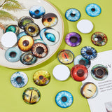 1 Bag Glass Cabochons, Half Round/Dome with Eye Pattern, Mixed Color, 40mm, about 30pcs/bag