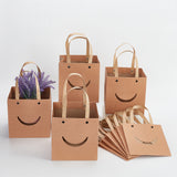 Funny Craft Paper Handbags, Gift Bags with Smiling Shape Clear Windows, Rectangle, Peru, Unfold: 26x15x15cm