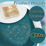 400Pcs 10 Styles Brass Round Rings, Soldered Jump Rings, Closed Jump Rings, Golden & Silver, 18~21 Gauge, 5~10x0.7~1mm, Inner Diameter: 3~8mm, 40pcs/style