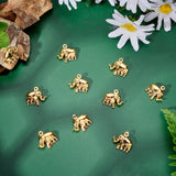 20Pcs 304 Stainless Steel Charms, Elephant, Golden, 14.3x15x5.2mm, Hole: 1mm