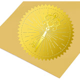 Self Adhesive Gold Foil Embossed Stickers, Medal Decoration Sticker, Key Pattern, 5x5cm