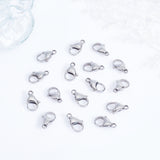 304 Stainless Steel Lobster Claw Clasps, Manual Polishing, Nickel Free, Stainless Steel Color, 15x9x4mm, Hole: 2mm