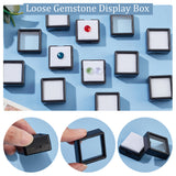 Plastic Loose Diamond Display Boxes, with Clear Glass Cover and Sponge Inside, for Gemstone, Jewelry Storage, Square, Black, 3x3x1.65cm, Inner Diameter: 2.4x2.4x0.8cm