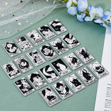 22Pcs 22 Style Tarot Theme Printed Acrylic Pendants, Rectangle with Cat Pattern Charms, Cat Shape, 39x24x2.5mm, Hole: 1.8mm, 1pc/style