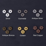 Tibetan Style Alloy Spacer Beads, Snowflake, Mixed Color, 6x2mm, Hole: 1.5mm, about 100pcs/compartment, about 600pcs/box