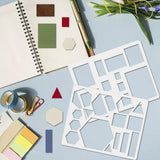 12Pcs 12 Styles PET Plastic Hollow Out Drawing Painting Stencils Templates, Rectangle, Geometric Pattern, 200x250mm, 1pc/style