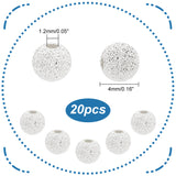 20Pcs Round 925 Sterling Silver Textured Beads, Spacer Beads, Silver, 4mm, Hole: 1.2mm