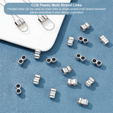 CCB Plastic Multi Strand Links, 2 Hole Spacer Bar, Platinum, 7x14x7mm, Hole: 4.5mm, 200pcs/box