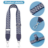 Wave Pattern Adjustable Cotton Bag Straps, with Alloy Swivel Clasps, Blue, 86~140x3.9cm