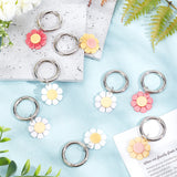 Opaque Resin Shoe Charms, with Alloy Spring Gate Rings, Daisy, Mixed Color, 55mm, 4 colors, 2pcs/color, 8pcs/set