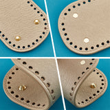6Pcs 6 Style Flat Round PU Leather Knitting Crochet Bags Nail Bottom Shaper Pad, with Metal Nail, for Bag Bottom Accessories, Dark Khaki, 12.2~21.7x5~15.1x0.4~1cm, Hole: 4.5~5mm, 1pc/style