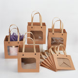 Craft Paper Handbags, with Clear Square Windows, Gift Bags, Rectangle, Peru, Unfold: 26x15x15cm