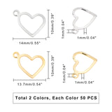 304 Stainless Steel Charms, Heart, Golden & Stainless Steel Color, 10x13.7~14x0.8~1mm, Hole: 1mm, 100pcs/box
