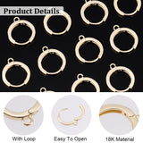8 Pairs Brass Hoop Earring Findings, with Horizontal Loops, Golden, 15.5x13.5x2mm, Hole: 1.5mm, Pin: 0.8mm