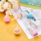 DIY Keychain Making Kits, with Openable Acrylic Bottle Big Pendants, with Resin, Polymer Clay Inside and Plastic Straw, Iron Split Key Rings, Bubble Tea/Pearl Milk Tea, Mixed Color, Pendant: 60~74x43x37.5mm, Hole: 2.5mm, 8pcs/set