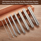 304 Stainless Steel Ceramic & Clay Craft Hole Puncher, Stainless Steel Color, 10.8~11.6x0.2~1.8cm, 8pcs/set