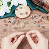 24 Sets 4 Colors Zinc Alloy Buttons, with Synthetic Turquoise and Iron Screws, for Purse, Bags, Leather Crafts Decoration, Chrysanthemum, Mixed Color, 13x6mm, Hole: 2.5mm, 6 sets/color