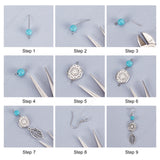 DIY Gemstone Dangle Earring Making Kit, Including Flower & Feather & Leaf Alloy Pendants & Links & Beads, Round & Teardrop Synthetic Beads, Brass Earring Hooks, Turquoise, 235Pcs/box