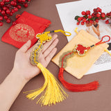 Polyester Chinese Feng Shui Five Emperor Money Copper Coins Tassel Pendant, with Silk Pouches, Mixed Color, 335~345x50x8mm
