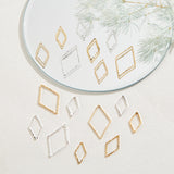 72Pcs 6 Style Brass Linking Rings, Long-Lasting Plated, Cadmium Free & Lead Free, Rhombus, Golden & Silver, 14~23x7~13.5x1mm, Inner Diameter: 13~21x6~12mm, 12pcs/style