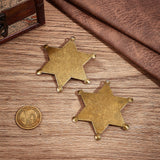 2Pcs Blank Star Iron Brooch Findings, Brooch Base Settings, Antique Bronze, 67x58.5x1mm, Hole: 1.8mm