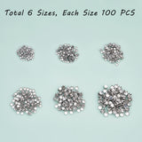 600Pcs 6 Styles 304 Stainless Steel Sew on Prong Settings, Claw Settings for Pointed Back Rhinestone, Stainless Steel Color, 100pcs/style