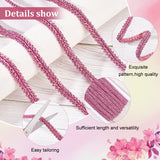 Sparkle Metallic Polyester Braided Lace Trim, Sewing Centipede Lace Ribbon, for Clothes Accessories and Curtains Accessories, Hot Pink, 3/8 inch(10mm), about 27.34 Yards(25m)/Card