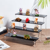 4-Tier Assembled Transparent Acrylic Organizer Display Risers, for Action Figures, Cosmetic, Favor Goods Storage, Black, Finish Product: 30x30.4x20cm