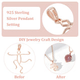 2Pcs 925 Sterling Silver Hollow Charm Cabochon Settings, Twist, Rose Gold, 25x24x1mm, Hole: 4x3mm