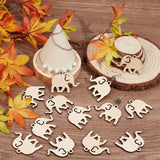 Unfinished Wood Elephant Pendant Ornament, for DIY Craft Accessories, BurlyWood, 38x49x3mm, Hole: 4mm