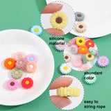 18Pcs 18 Colors Food Grade Eco-Friendly Silicone Beads, Chewing Beads For Teethers, DIY Nursing Necklaces Making, Daisy, Mixed Color, 19.5x7.5mm, Hole: 2mm, 1pc/color