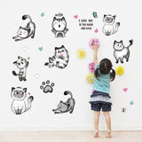 PVC Wall Stickers, Rectangle, for Home, Living Room, Bedroom Decoration, Cat Shape, 9x29cm