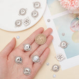 Alloy & Brass Connector Charms, Flat Round Snap Button Links, Platinum, 18x25x4mm, Hole: 2.5mm and 6mm