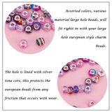 Acrylic & Resin & Polymer Clay Rhinestone European Beads, Large Hole Beads, with Silver Color Core, Rondelle, Mixed Color, Beads: 13.5~14x8~10mm, Hole: 5mm, 54pcs/bag, 1bag/box