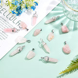 20Pcs 2 Style Natural Rose Quartz Pendants with Stainless Steel Color Alloy Findings, Nuggets & Bullet, 10pcs/style