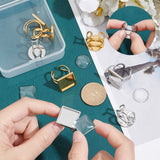 DIY Blank Dome Ring Making Finding Kit, Including Square & Flat Round 201 Stainless Steel Cuff Pad Ring Settings, Glass Cabochons, Golden & Stainless Steel Color, Tray: 16x16mm, 16mm, 16pcs/box