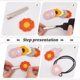 60Pcs 6 Colors Two Tone Polyester Knitted Appliques, Flower, Mixed Color, 31x33x2mm, 10pcs/color