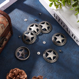 6Pcs 1-Hole Alloy Buttons, Flat Round with Star, for DIY Luggage and Hardware Accessaries, Gunmetal, 36.7x6mm, Hole: 2.5mm, 6pcs/box