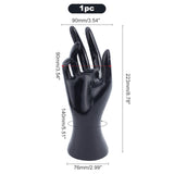 Evade Glue PVC Resin Ring Display Hand Model, Black, 7.6x9x22.3cm