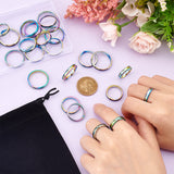201 Stainless Steel Grooved Finger Ring for Women Men, Rainbow Color, 4mm, US Size 5~US Size 14(15.9~23mm), 8 Style, 3pcs/style, 24pcs
