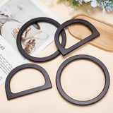 &reg 4Pcs 2 Style Wood D-Ring & Round Ring Bag Handles, for Bag Handle Replacement Accessories, Black, 13.9x1.2cm & 8.55x12x0.9cm, Inner Diameter: 11.35cm & 5.9x9.25cm, 2pcs/style