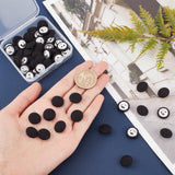 Cloth Shank Buttons, with Zinc Alloy Finding, Flat Round, for Overcoat Garment Accessories, Black, 14x7mm, Hole: 2x2mm, 50pcs/box