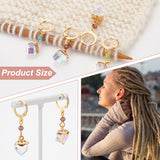12Pcs 4 Colors Imitation Austrian Crystal Diagonal Cube Charms Locking Stitch Markers, with Gold Tone 304 Stainless Steel Leverback Earring Findings, Mixed Color, 3.7cm, 3pcs/color