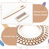 Gear Shape Wooden Cicular Weaving Loom Sets, with Weaving Comb & Teardrop Needles, Wheat, 25.5~150x15.5~150x3~3.5mm, 5pcs/set