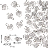 40Pcs Tibetan Style Alloy Pendants, Hollow Heart with Tree, Antique Silver, 18.5x17x1.5mm, Hole: 7.5mm
