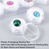 Plastic Packaging Display Box, with Foam Matx & Rectangle External Packing Box, for Bare Stone and Naked Diamond, Column, White, 3x1.5cm, 12pcs/set